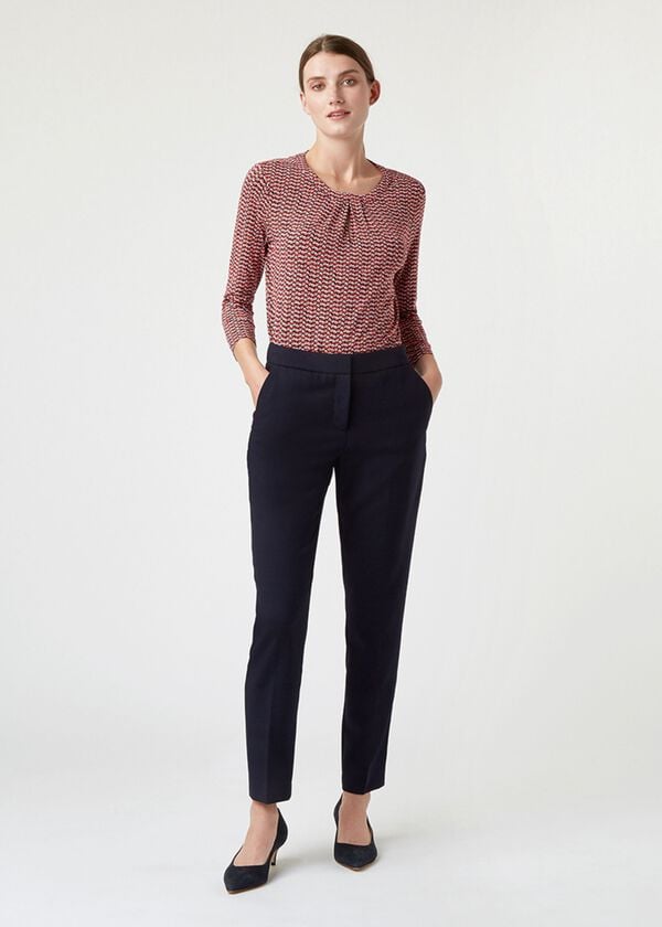 hobbs Petite Gael Wool Blend Trouser With Stretch Navy