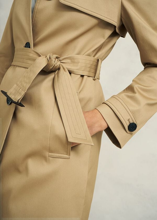 Hobbs Petite Hallie Shower Resistant Trench Coat Fawn Beige