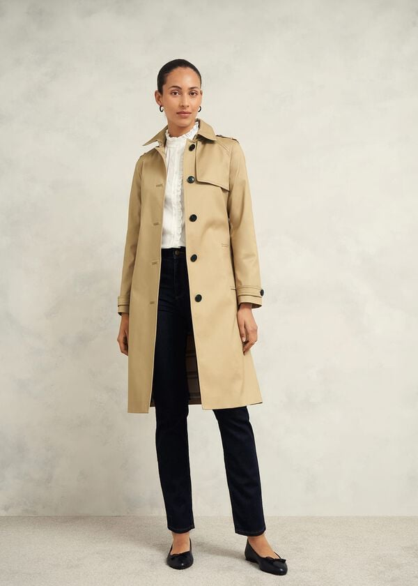 hobbs Petite Hallie Shower Resistant Trench Coat Fawn Beige