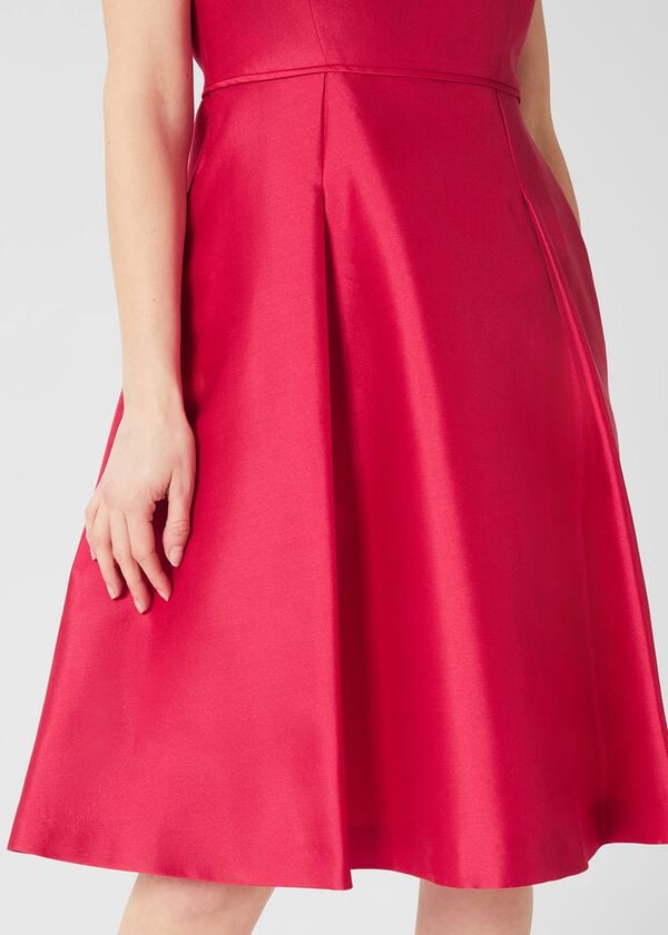 Hobbs Petite Julietta Silk Blend Fit And Flare Dress Fuchsia Pink