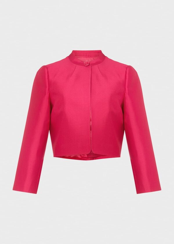 Hobbs Petite Julietta Silk Blend Jacket Fuchsia Pink