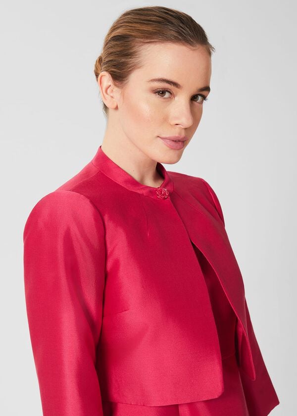 Hobbs Petite Julietta Silk Blend Jacket Fuchsia Pink