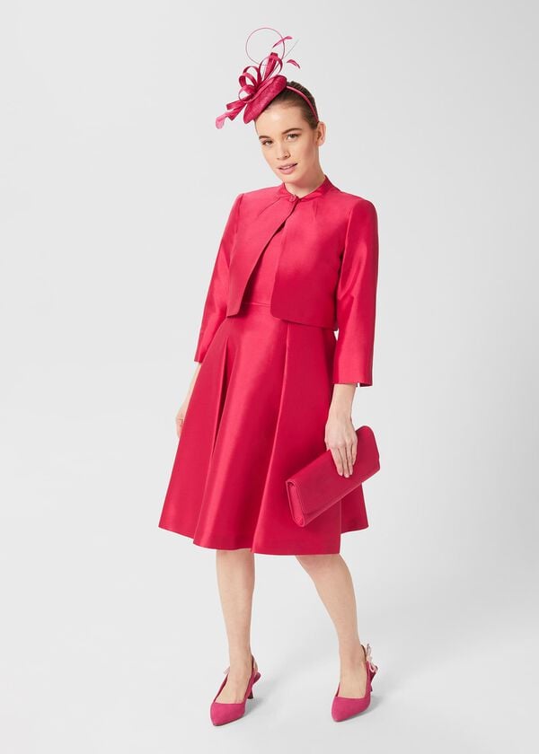 hobbs Petite Julietta Silk Blend Jacket Fuchsia Pink