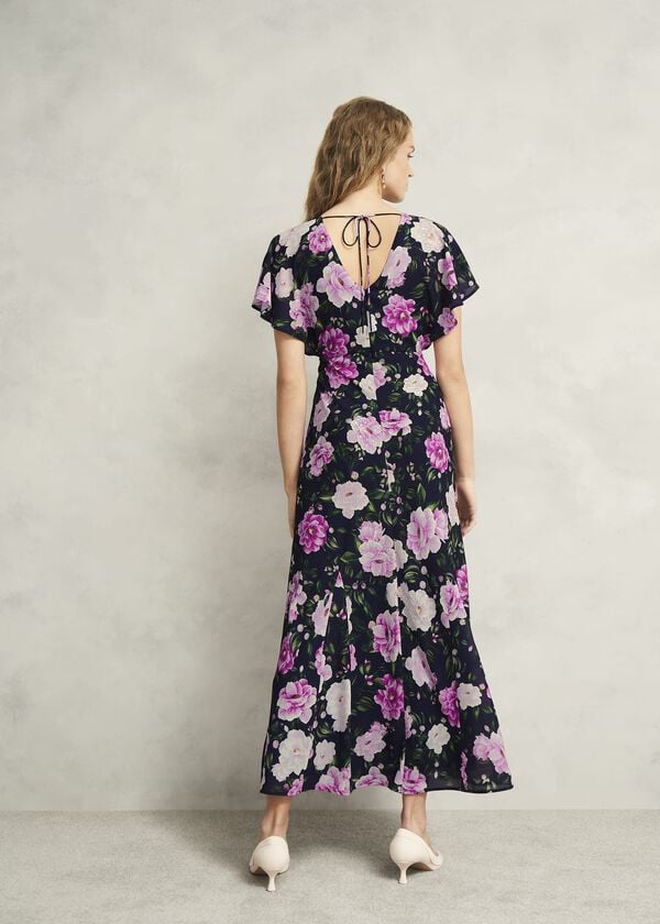 Hobbs Petite Lalena Sequin Floral Dress Midnight Multi