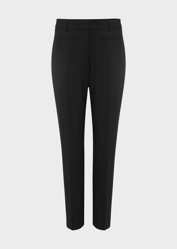 Hobbs Petite Laurel Wool Blend Tapered Trousers With Stretch Navy