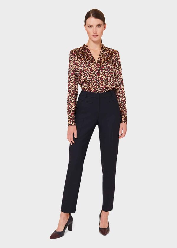 hobbs Petite Laurel Wool Blend Tapered trousers With Stretch Navy