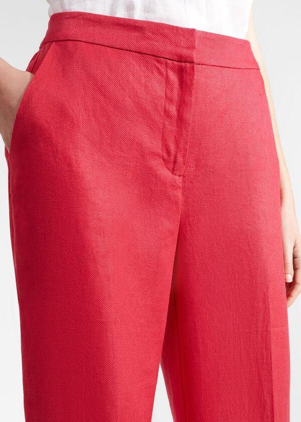 Hobbs Petite Mirabel Wide Linen Trousers Raspberry Pink