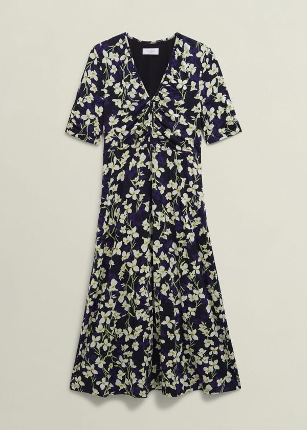 Hobbs Petite Navy Floral Peyton Jersey Midi Dress Navy Multi