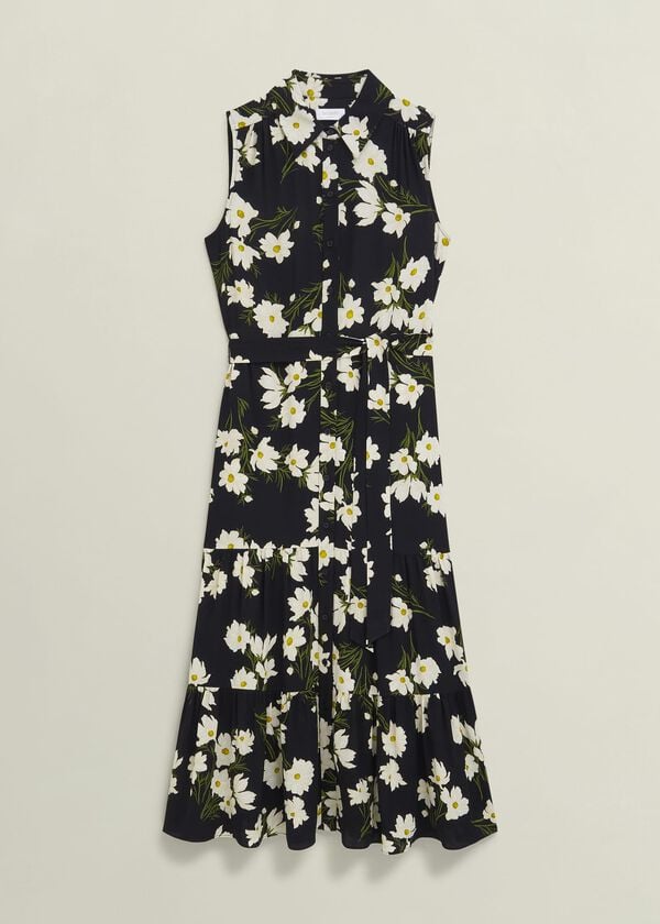 Hobbs Petite Navy Floral Thea Midi Dress Navy Multi