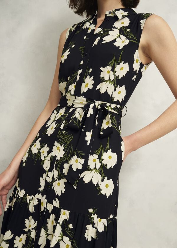 Hobbs Petite Navy Floral Thea Midi Dress Navy Multi