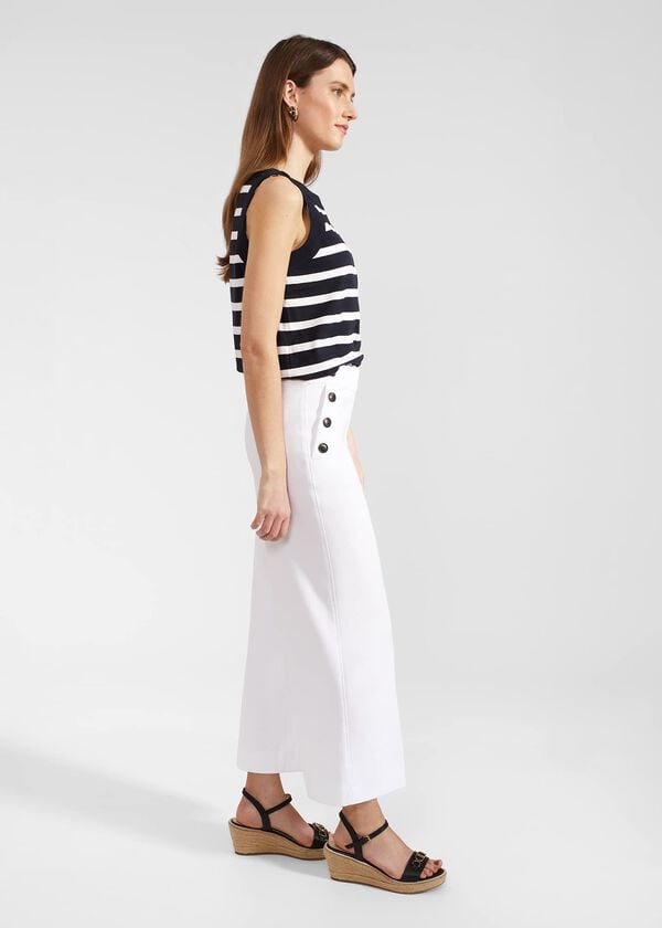 Hobbs Petite Simone Crop Trousers With Cotton White