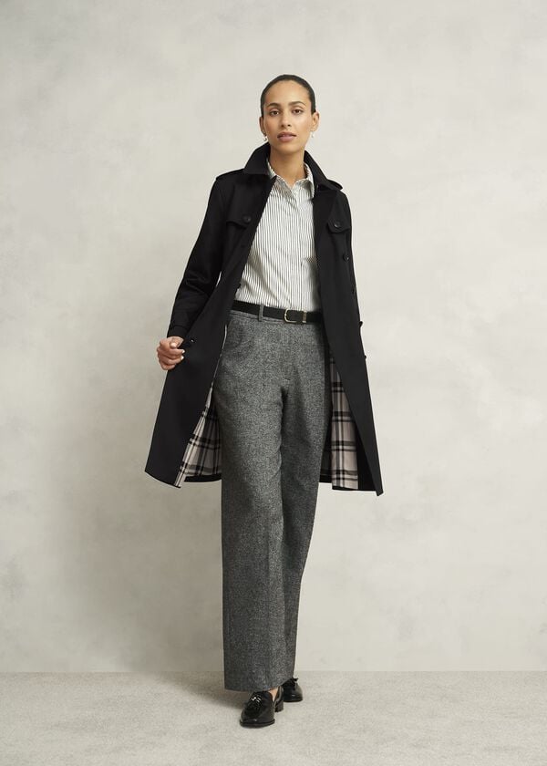 Hobbs Petite Skylar Shower Resistant Trench Coat Black