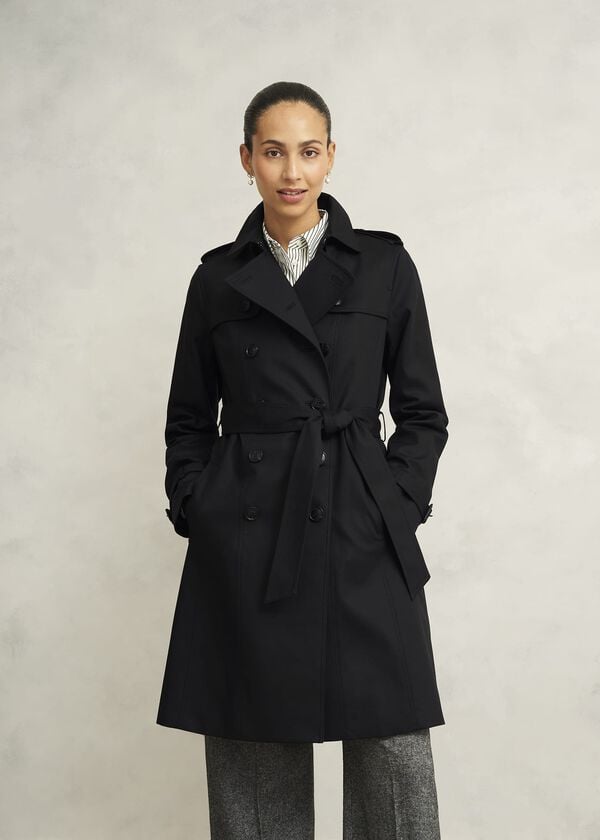 hobbs Petite Skylar Shower Resistant Trench Coat Black