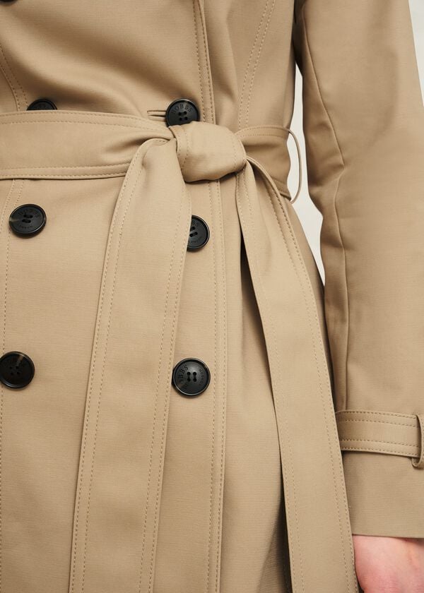 Hobbs Petite Skylar Shower Resistant Trench Coat Tan