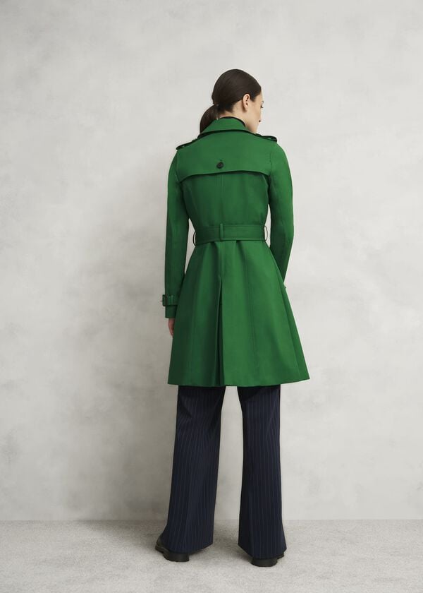 Hobbs Petite Skylar Shower Resistant Trench Coat Verdant Green