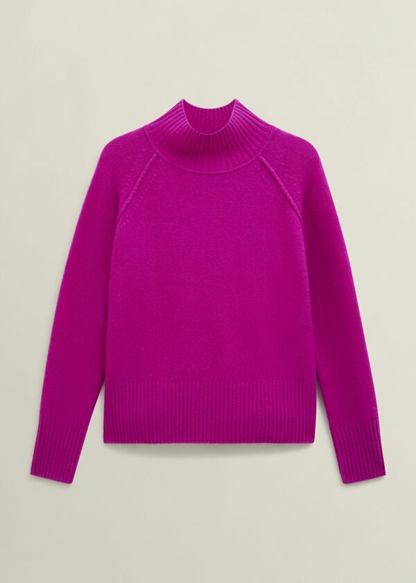 Hobbs Pink Lorraine Wool Blend Turtle Neck Knitted Jumper Magenta Pink
