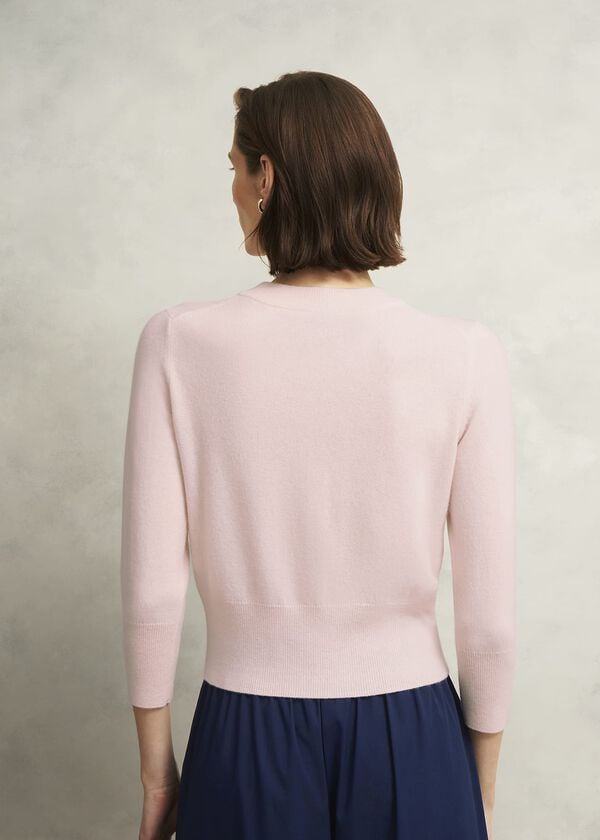 Hobbs Pink Tresco Wool Cashmere Crew Neck Knitted Jumper Pale Pink