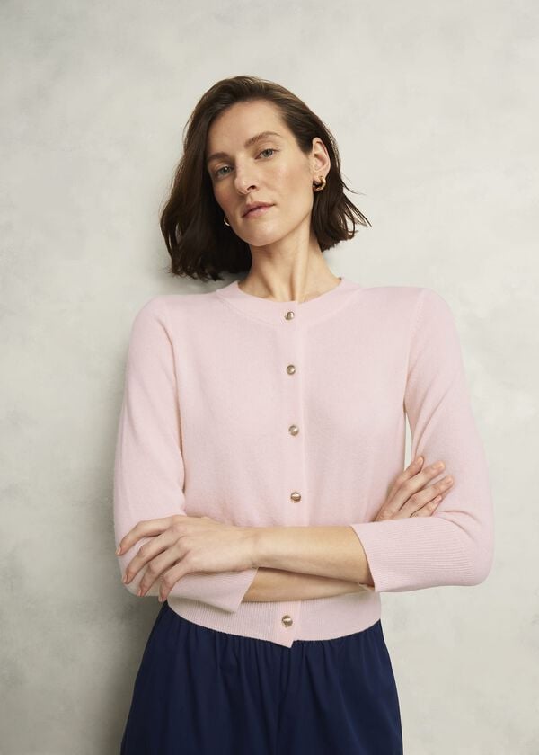 hobbs Pink Tresco Wool Cashmere Crew Neck Knitted Jumper Pale Pink