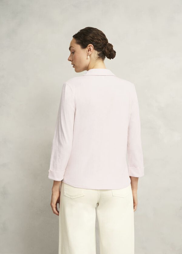 Hobbs Pink Zariah Cotton Slub 3/4 Sleeve Shirt Pale Pink