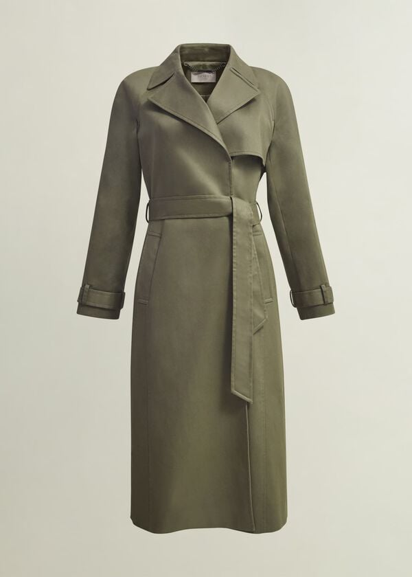 Hobbs Rhian Shower Resistant Trench Coat Olive Green