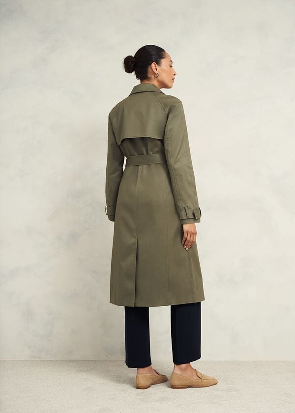 Hobbs Rhian Shower Resistant Trench Coat Olive Green