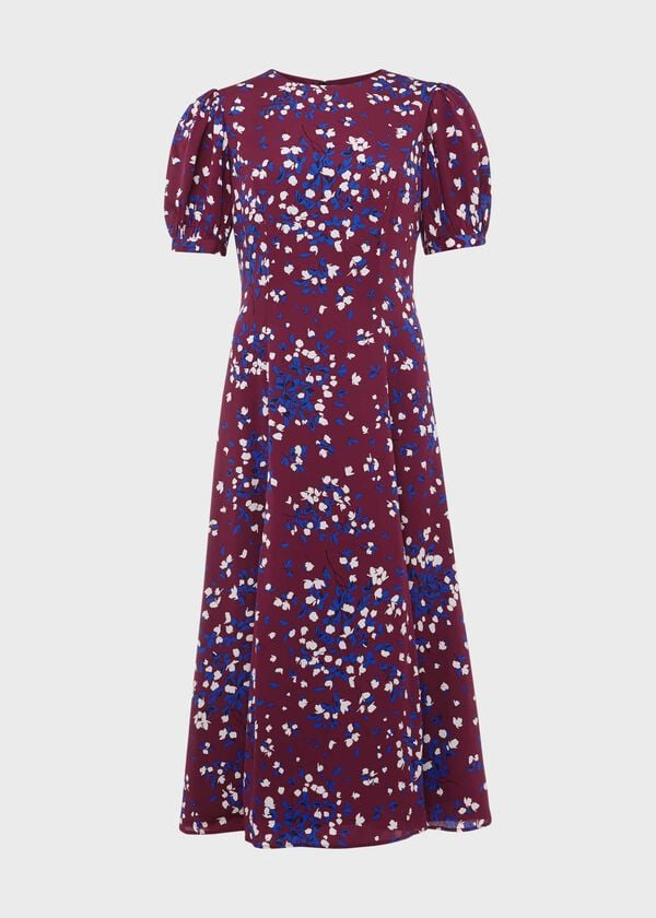 Hobbs Rochelle Floral Fit And Flare Dress Purple Multi