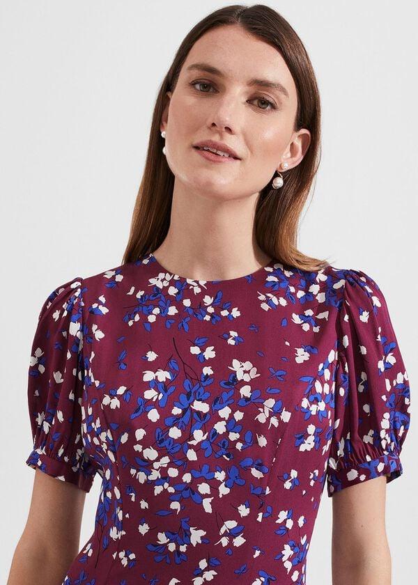 Hobbs Rochelle Floral Fit And Flare Dress Purple Multi