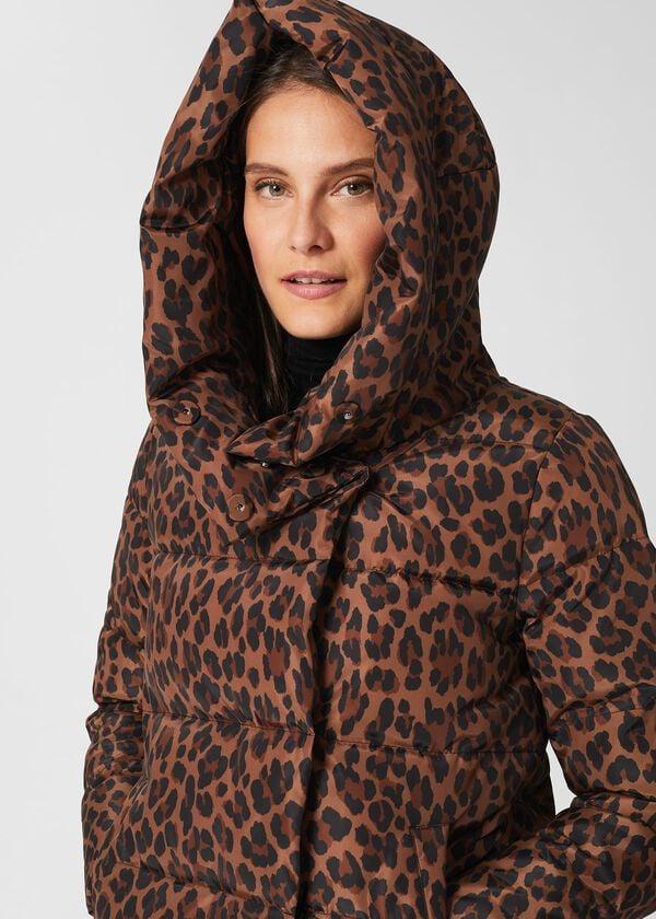 Hobbs Short Heather Water Resistant Puffer Jacket Camel Multi