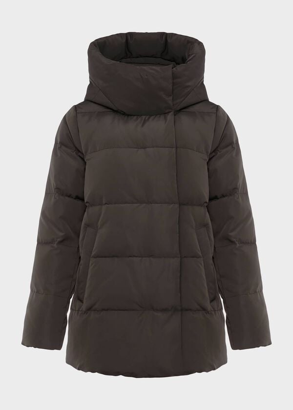 Hobbs Short Heather Water Resistant Puffer Jacket Dark Charcoal