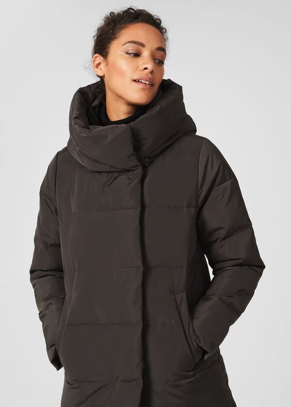 Hobbs Short Heather Water Resistant Puffer Jacket Dark Charcoal