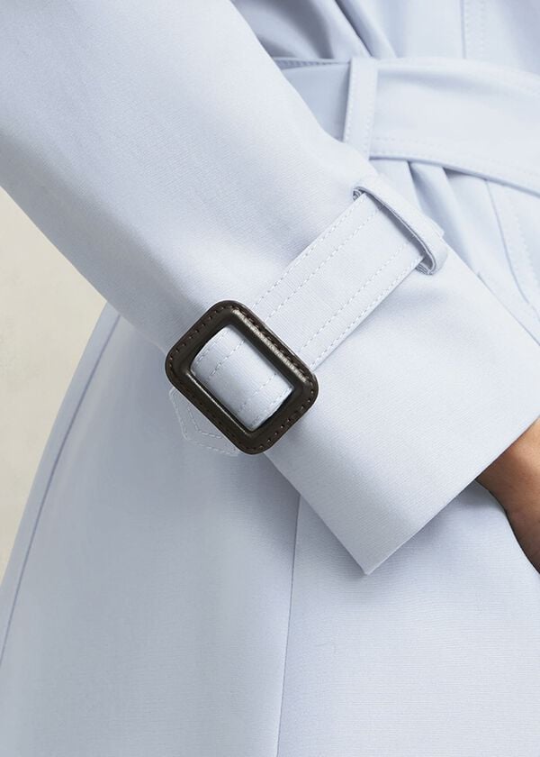 Hobbs Skylar Shower Resistant Trench Coat Pale Blue