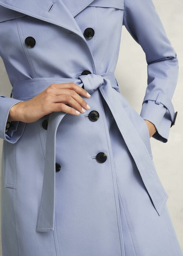 Hobbs Skylar Shower Resistant Trench Coat Pale Blue