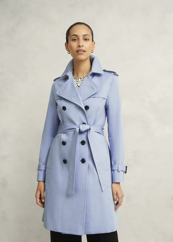 hobbs Skylar Shower Resistant Trench Coat Pale Blue