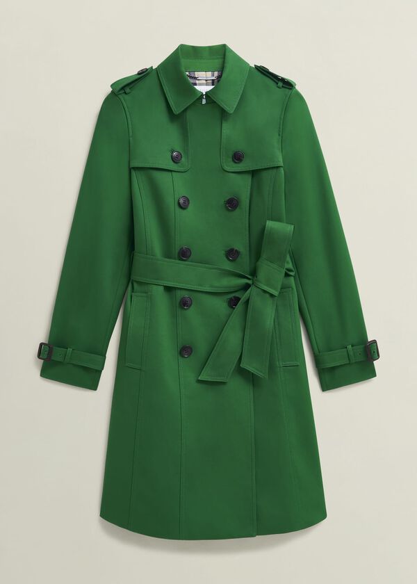 Hobbs Skylar Shower Resistant Trench Coat Verdant Green