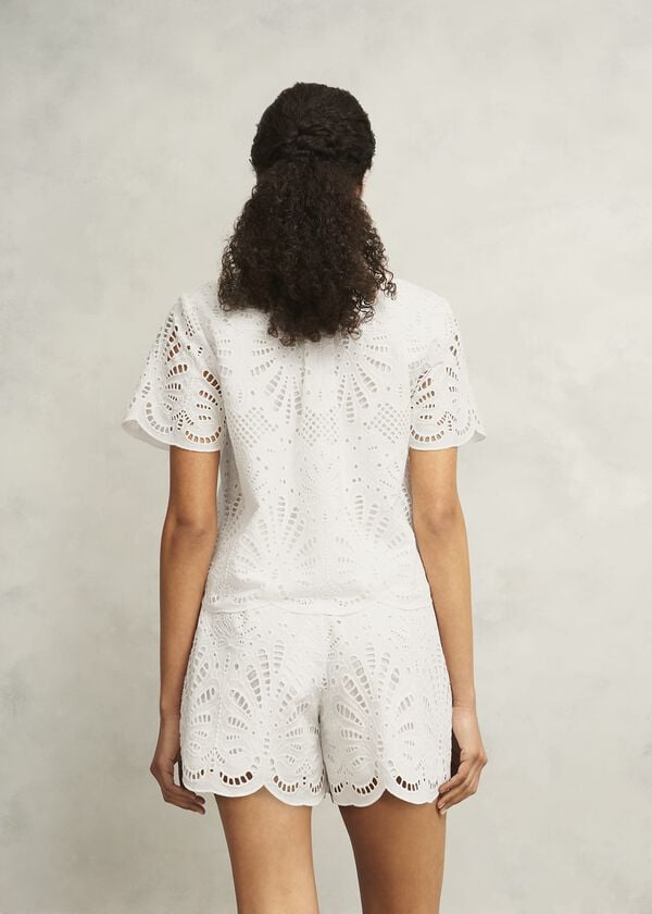 Hobbs White Buscot Cotton Broderie Shirt Hobbs White