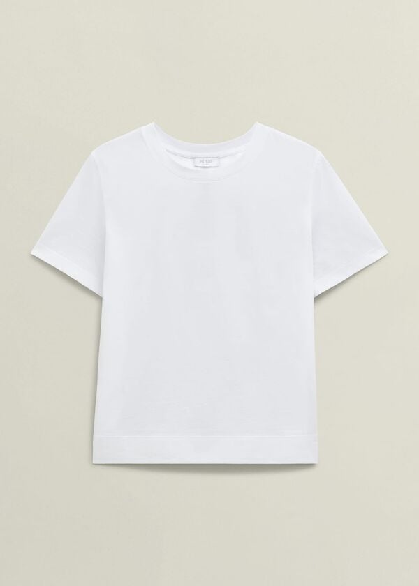 Hobbs White Lori Cotton Crew Neck Short Sleeve T Shirt White
