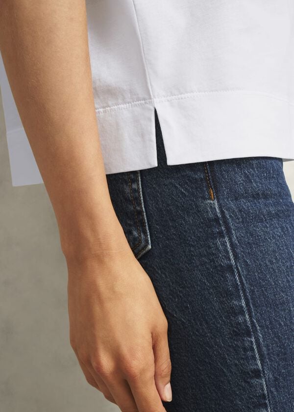 Hobbs White Lori Cotton Crew Neck Short Sleeve T Shirt White