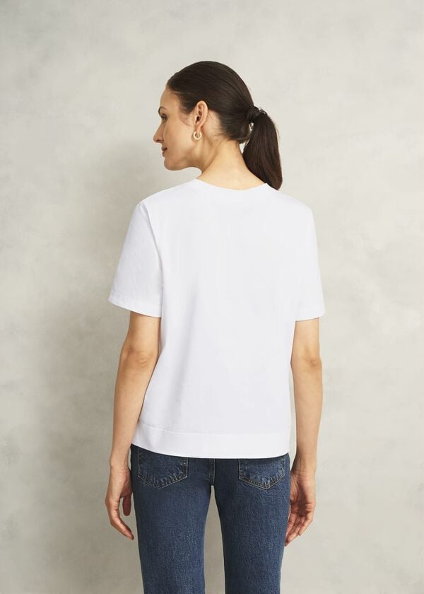 Hobbs White Lori Cotton Crew Neck Short Sleeve T Shirt White