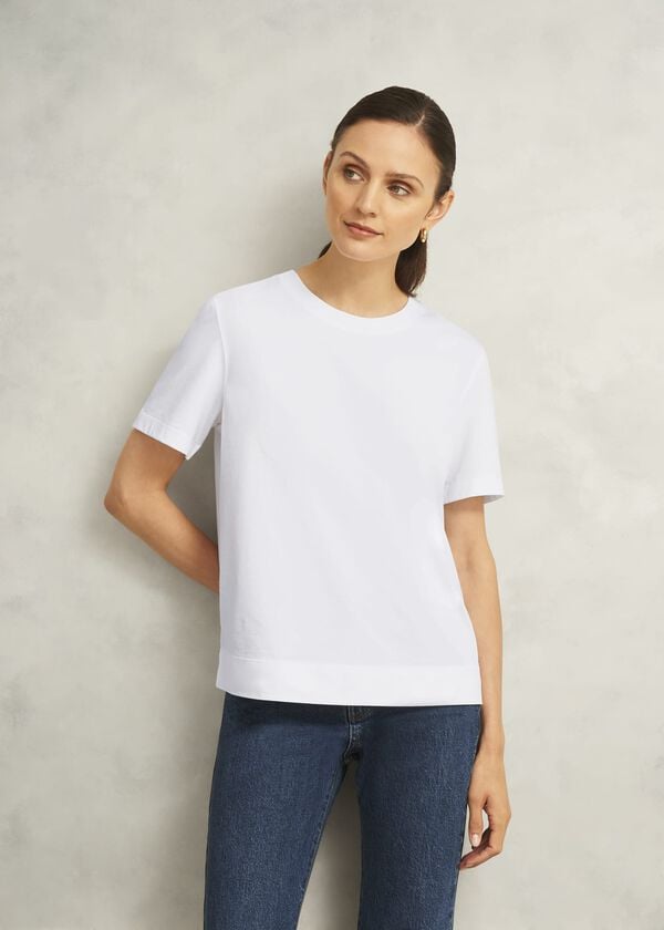 hobbs White Lori Cotton Crew Neck Short Sleeve T Shirt White