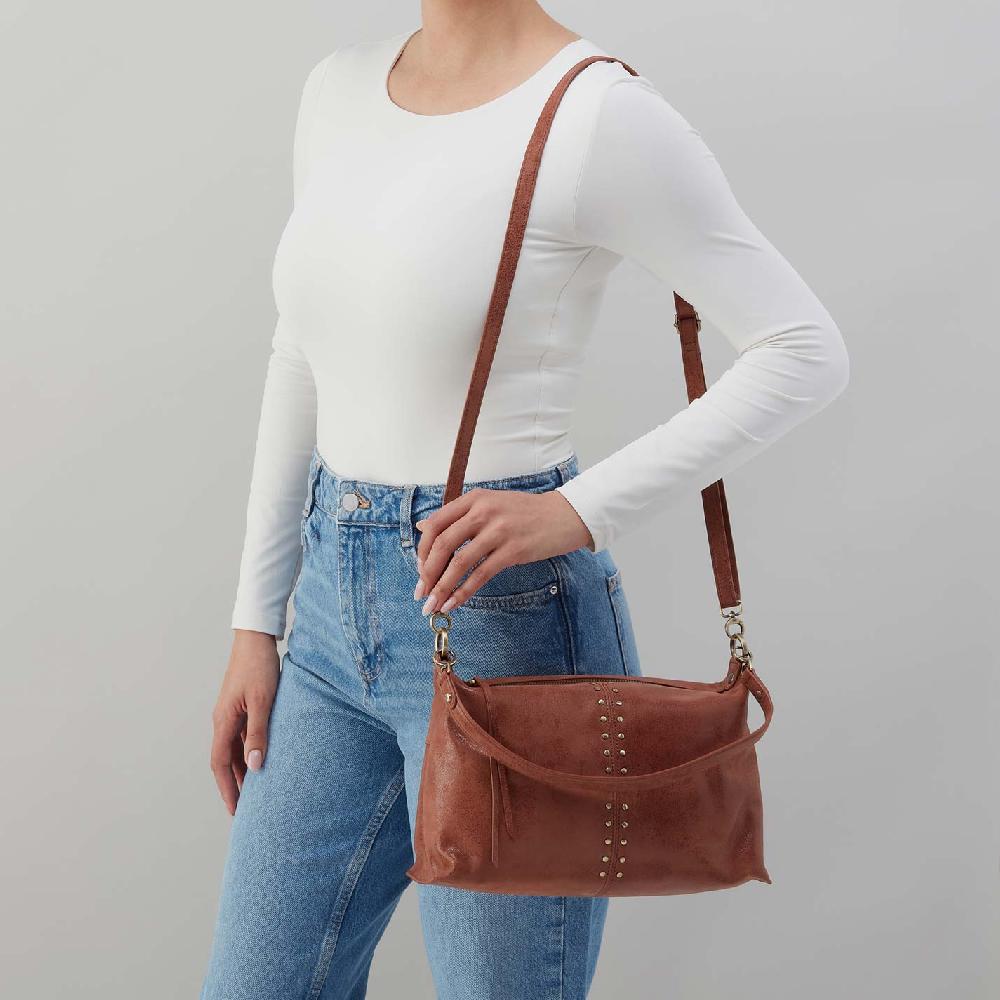 Hobo Avon Shoulder Bag Buffed Leather| Burnished Saddle