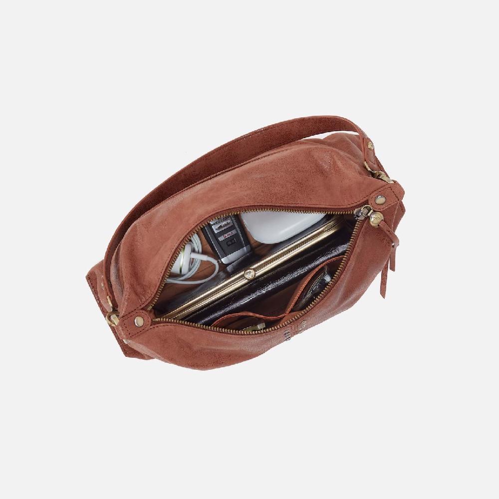 Hobo Avon Shoulder Bag Buffed Leather| Burnished Saddle