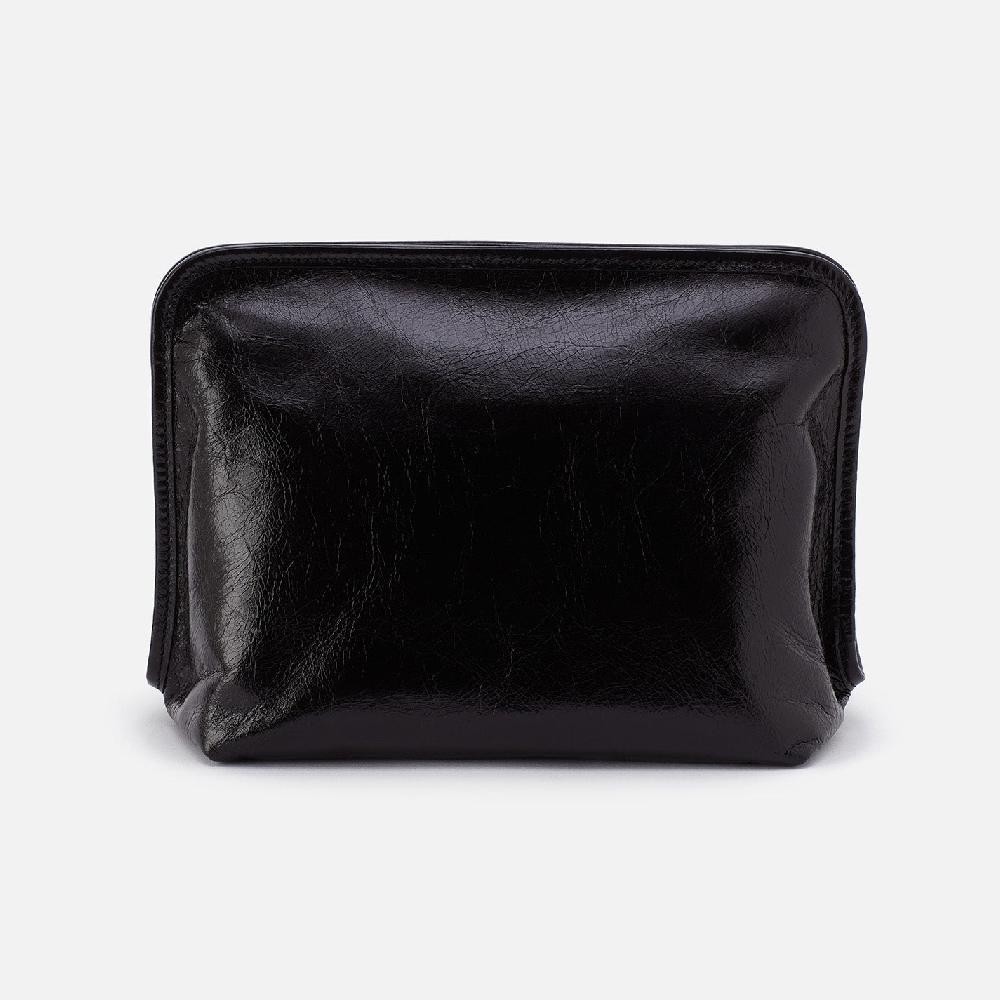Hobo Beauty Large Cosmetic Pouch Polished Leather| Black