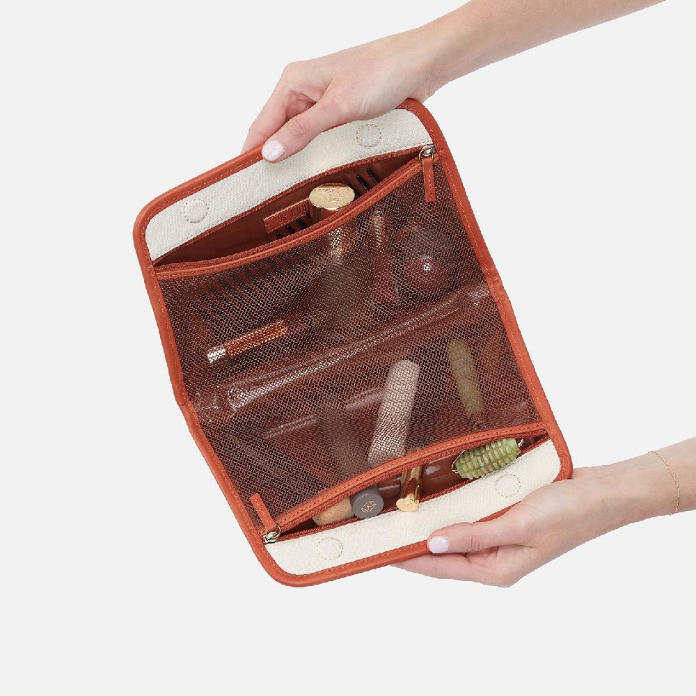 Hobo Beauty Large Cosmetic Pouch With Tromp L'Oeil Canvas| Natural