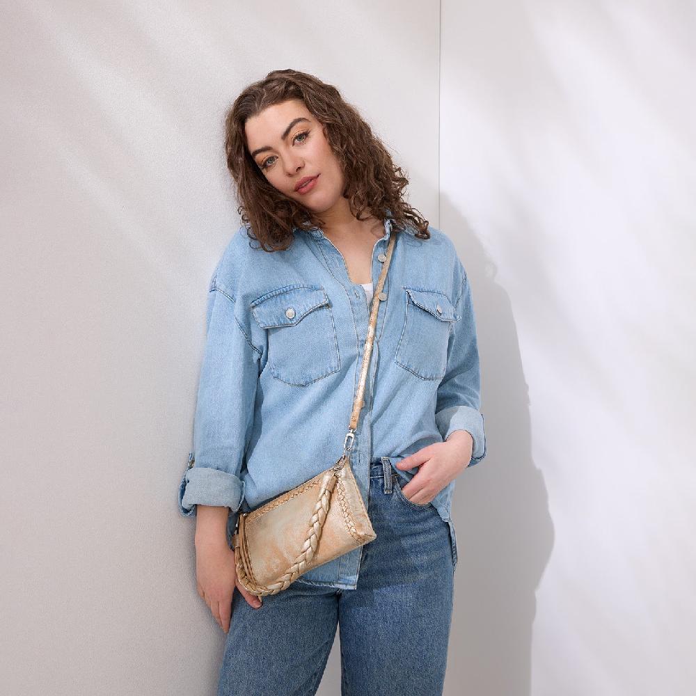 Hobo Darcy Crossbody Metallic Leather| Saddle Stardust