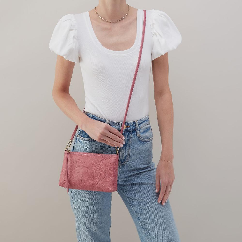 Hobo Darcy Crossbody Tooled Embossed Leather| Mauve Tooled Emboss