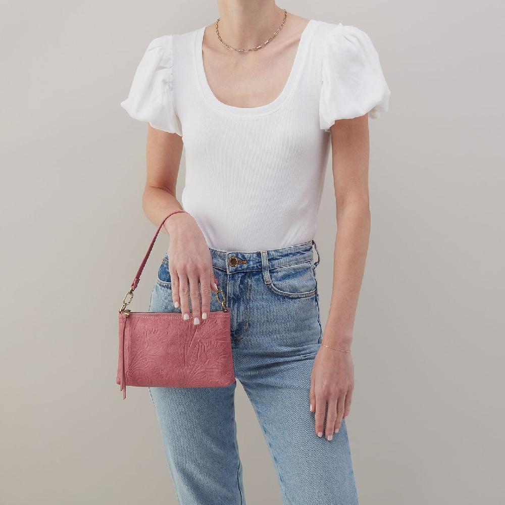 Hobo Darcy Crossbody Tooled Embossed Leather| Mauve Tooled Emboss