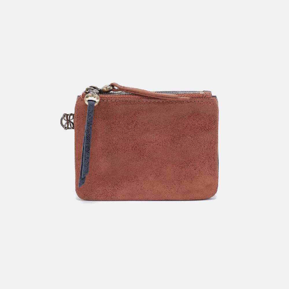 hobo Double Zip Coin Pouch Buffed Leather| Burnished Saddle
