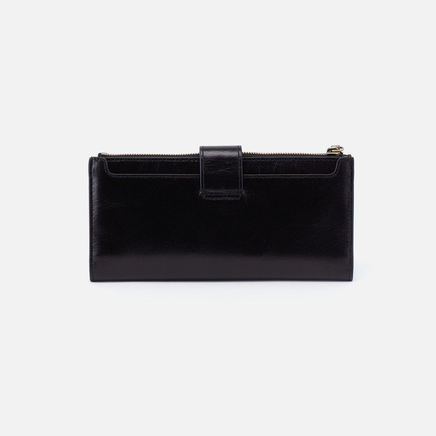 Hobo Dunn Continental Wallet Polished Leather| Black