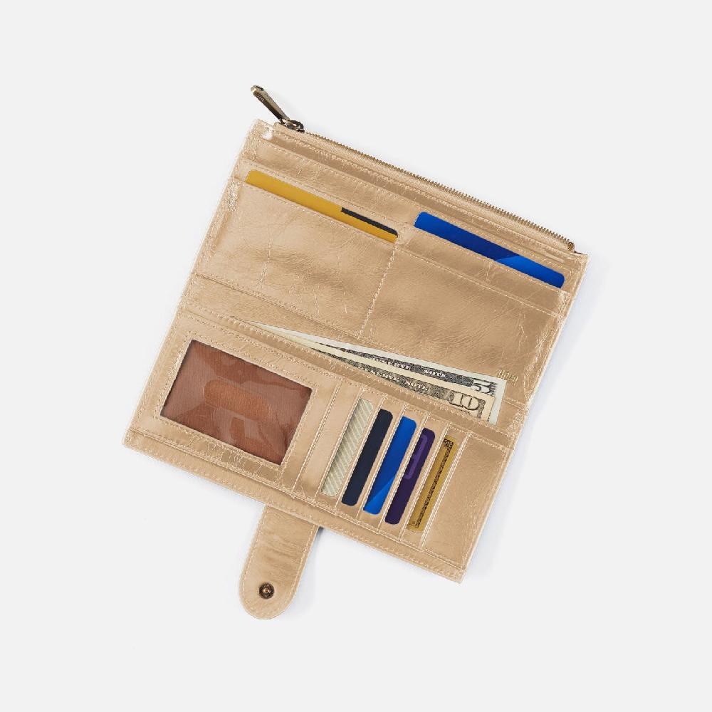 Hobo Dunn Continental Wallet Polished Leather| Desert Sand