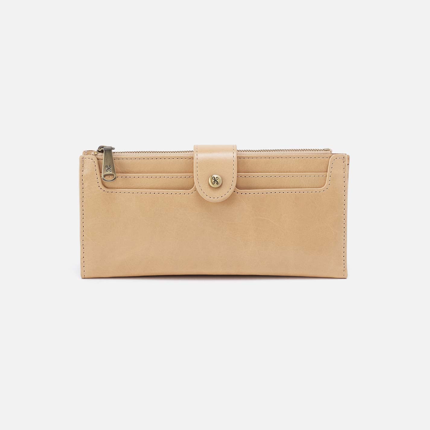 hobo Dunn Continental Wallet Polished Leather| Desert Sand